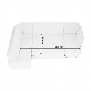 Colţar în formă de U, piele ecologică albă, model dreapta, 330x215/153x88 cm - TP151498 - Img 4