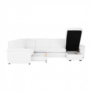 Colţar în formă de U, piele ecologică albă, model dreapta, 330x215/153x88 cm - TP151498 - Img 6