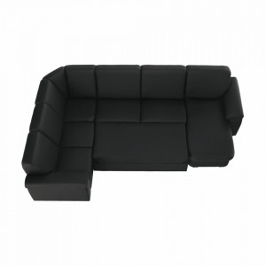 Colţar în formă de U, piele ecologică neagră, model dreapta, 330x88x215/153 cm - TP108349 - Img 16