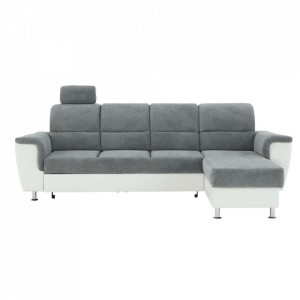 Colţar mic, piele ecologică alb/material textil gri, model dreapta, 260x86/106x168 cm - TP149896 - Img 15