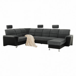 Colţar, piele eco neagră/textil gri închis, stânga - TP149897 - Img 13