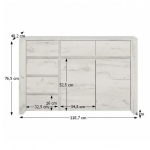 Comodă, 118,7x76,5x40,2 cm, alb craft - TP107270 - Img 8