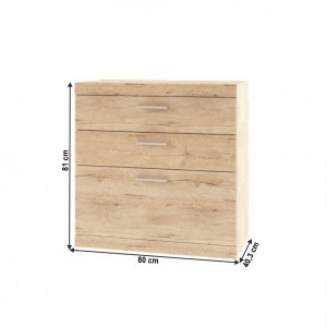 Comodă, 80x40,3x81 cm, culoarea stejar - TP210485 - Img 2