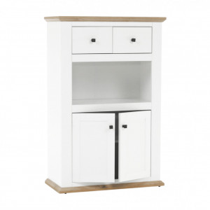 Comodă, alb și culoarea stejar, 85x40x130 cm - TP264793 - Img 3