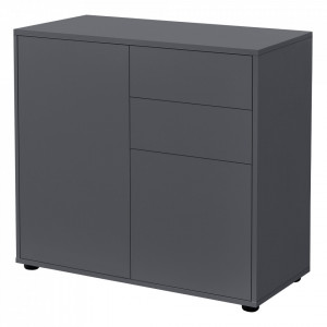 Comoda cu 2 sertare si 2 usi gri inchis mat - P71488099 - Img 2