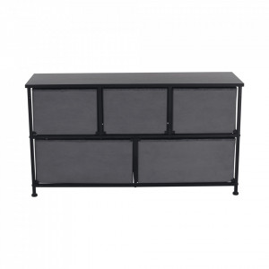 Comodă cu sertare textile, negru și gri, 100x55x30 cm - TP278292 - Img 11