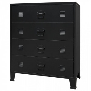 Comoda sertare, metal, stil industrial, 78x40x93 cm, negru - V245963V