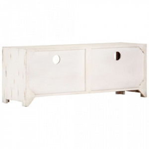 Comodă TV, alb, 110x30x40 cm, lemn masiv de acacia - V337849V - Img 4