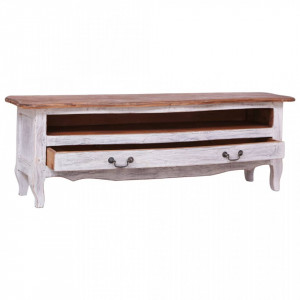 Comoda TV, alb, 120 x 30 x 40 cm, lemn masiv reciclat - V283902V - Img 2