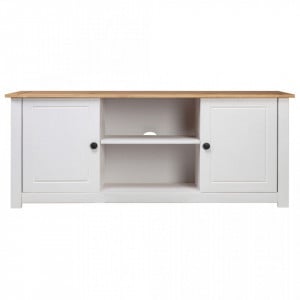 Comoda TV, alb, 120x40x50 cm, lemn masiv de pin - V282672V - Img 4