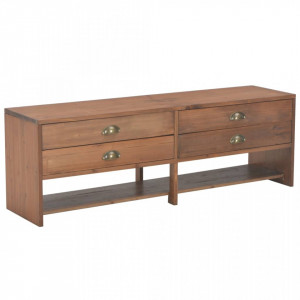 Comodă TV cu 4 sertare, 120x30x40 cm, lemn masiv de brad - V247621V - Img 2