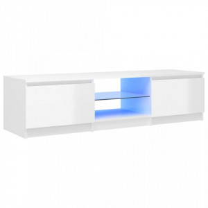 Comodă TV cu lumini LED, alb extralucios, 140x40x35,5 cm - V804298V - Img 1
