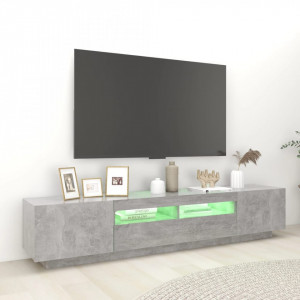 Comodă TV cu lumini LED, gri beton, 200x35x40 cm - V3081910V - Img 4