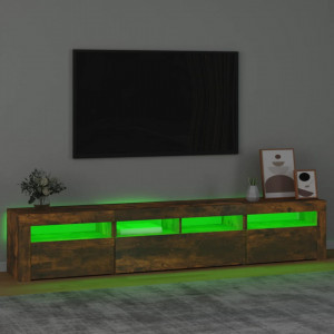 Comodă TV cu lumini LED, stejar fumuriu, 210x35x40 cm - V3152735V - Img 4