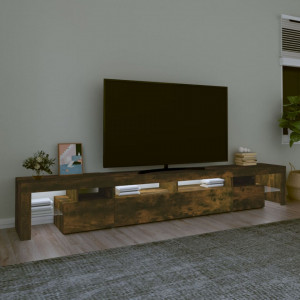 Comodă TV cu lumini LED, stejar fumuriu, 260x36,5x40cm - V3152783V - Img 3