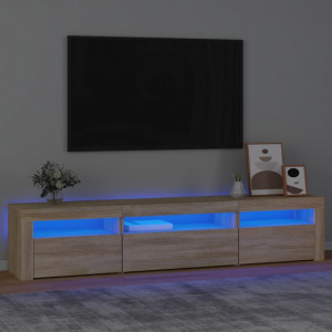 Comodă TV cu lumini LED, stejar sonoma, 195x35x40 cm - V3152740V - Img 2