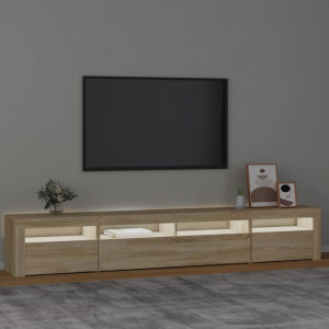 Comodă TV cu lumini LED, stejar sonoma, 240x35x40cm - V3152724V - Img 3