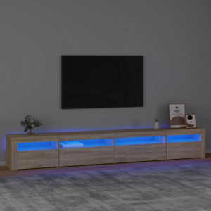 Comodă TV cu lumini LED, stejar sonoma, 270x35x40 cm - V3152748V - Img 2