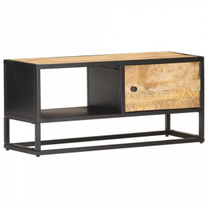 Comoda TV cu usa sculpata, 90 x 30 x 40 cm, lemn de mango brut - V320944V