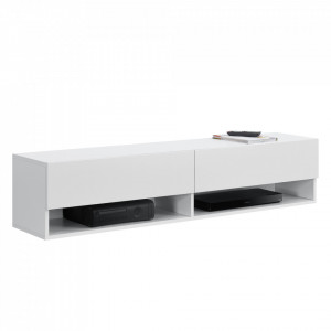 Comoda TV de perete cu 2 usi si 2 rafturi, alb - P73294039