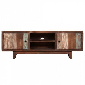Comoda TV din lemn masiv de acacia, vintage, 118 x 30 x 40 cm - V244960V - Img 2