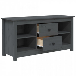 Comodă TV, gri, 103x36,5x52 cm, lemn masiv de pin - V814571V - Img 4