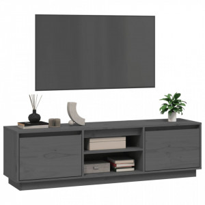 Comodă TV, gri, 140x35x40 cm, lemn masiv de pin - V814316V - Img 4