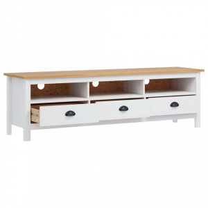 Comoda TV Hill Range, alb, 158x40x47 cm, lemn masiv de pin - V288930V - Img 2