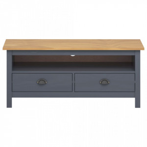 Comoda TV Hill Range, gri, 110x40x47 cm, lemn masiv de pin - V288925V - Img 2