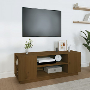 Comodă TV, maro miere, 110x35x40,5 cm, lemn masiv de pin - V814412V - Img 2