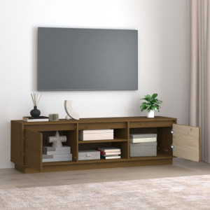 Comodă TV, maro miere, 140x35x40 cm, lemn masiv de pin - V814317V - Img 3