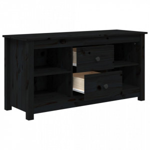 Comodă TV, negru, 103x36,5x52 cm, lemn masiv de pin - V814573V - Img 4