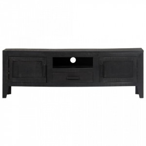 Comoda TV, negru, 118 x 30 x 40 cm, lemn masiv de mango - V247985V - Img 4