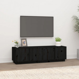 Comodă TV, negru, 140x40x40 cm, lemn masiv de pin - V814463V - Img 2