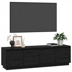 Comodă TV, negru, 156x37x45 cm, lemn masiv de pin - V814398V - Img 4