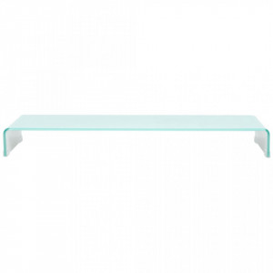 Comoda TV/Suport monitor din sticla, 110 x 30 x 13 cm, alb - V244148V - Img 2