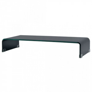 Comoda TV/Suport monitor, sticla, 70 x 30 x 13 cm, negru - V244136V - Img 1