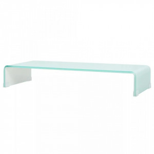 Comoda TV/Suport monitor, sticla, 80 x 30 x 13 cm, alb - V244145V - Img 1
