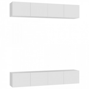 Comode TV, 4 buc., alb, 80x30x30 cm, lemn compozit - V3074451V