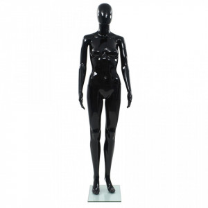 Corp manechin feminin, suport din sticla, Negru lucios 175 cm - V142929V - Img 3