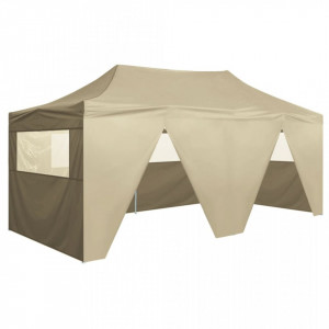 Cort de petrecere pliabil cu 4 pereți, crem, 3 x 6 m, oțel - V48866V