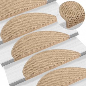 Covorașe scări autoadezive 15 buc nisipiu 65x25 cm aspect sisal - V326879V - Img 2