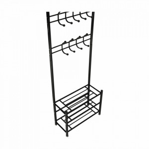 Cuier hol metalic, negru, 66x30x190 cm - TP234463 - Img 8