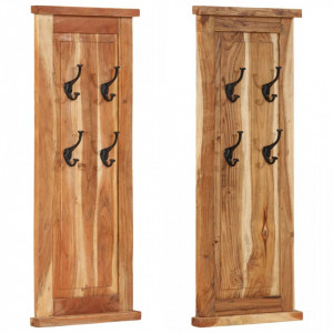 Cuiere de haine, 2 buc., 38x100 cm, lemn masiv de acacia - V337854V - Img 2