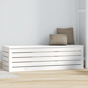 Cutie de depozitare, alb, 109x36,5x33 cm, lemn masiv de pin - V823625V - Img 3