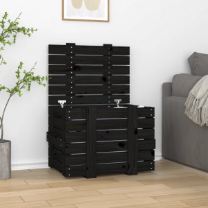 Cutie de depozitare, negru, 58x40,5x42 cm, lemn masiv de pin - V824997V - Img 2