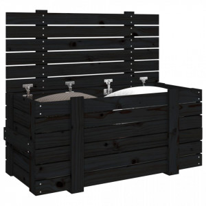 Cutie de depozitare, negru, 91x40,5x42 cm, lemn masiv de pin - V825002V - Img 4