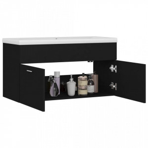 Dulap cu chiuvetă încorporată, negru, lemn prelucrat - V3070839V - Img 4
