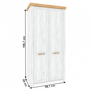 Dulap cu spaţiu pt. umeraşe, culoarea stejar craft auriu / culoarea stejar craft alb - TP264014 - Img 2