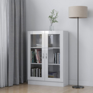 Dulap cu vitrina, alb extralucios, 82,5 x 30,5 x 115 cm, PAL - V802756V
